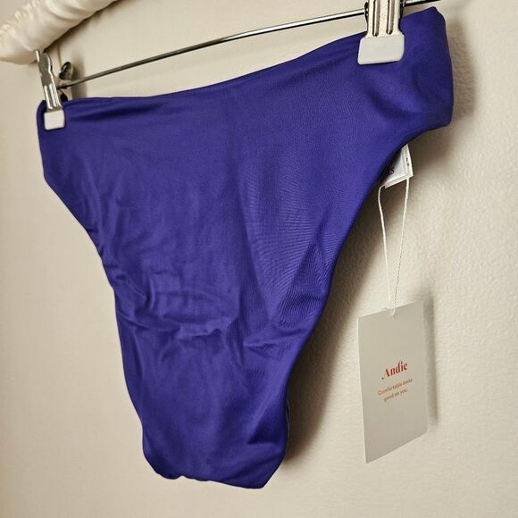 Andie Swim Bottoms Bikini The 90s High Waisted Lapis Purple Beach Vacation Solid - Picture 7 of 12